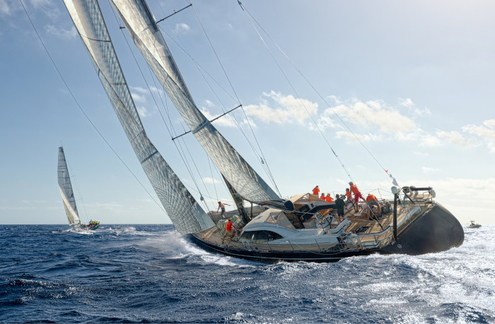 Saling yacht regatta, heeling sailing yacht