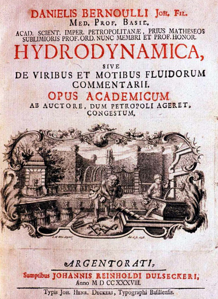Frontpage of Daniel Bernoulli's Hydrodynamica