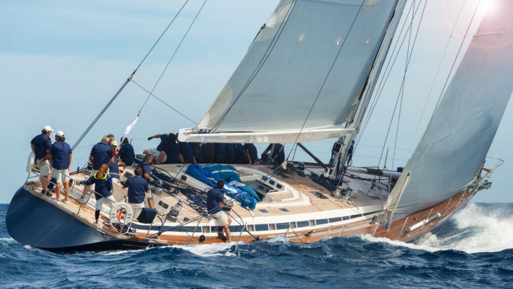 Sailing yacht beating upwind