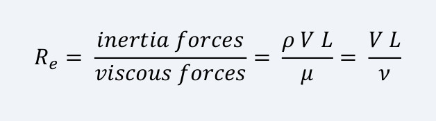 The Reynolds number: ratio of inertia forces to viscous (friction) forces involved in the flow.