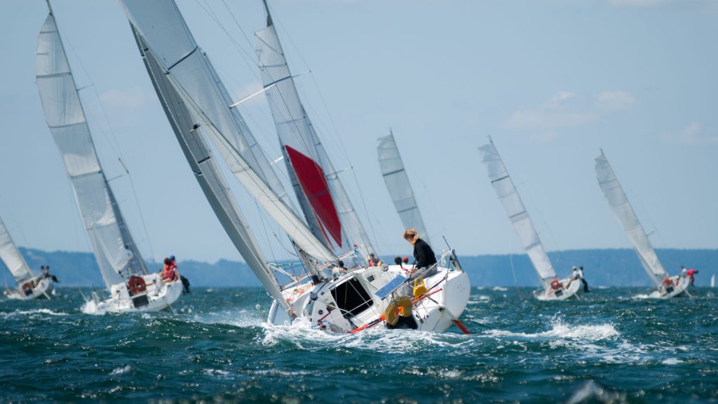 Group of yacht sailing at regatta