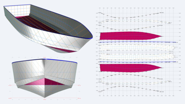 Model from Delftship, online model database, model: Developable motorboat.